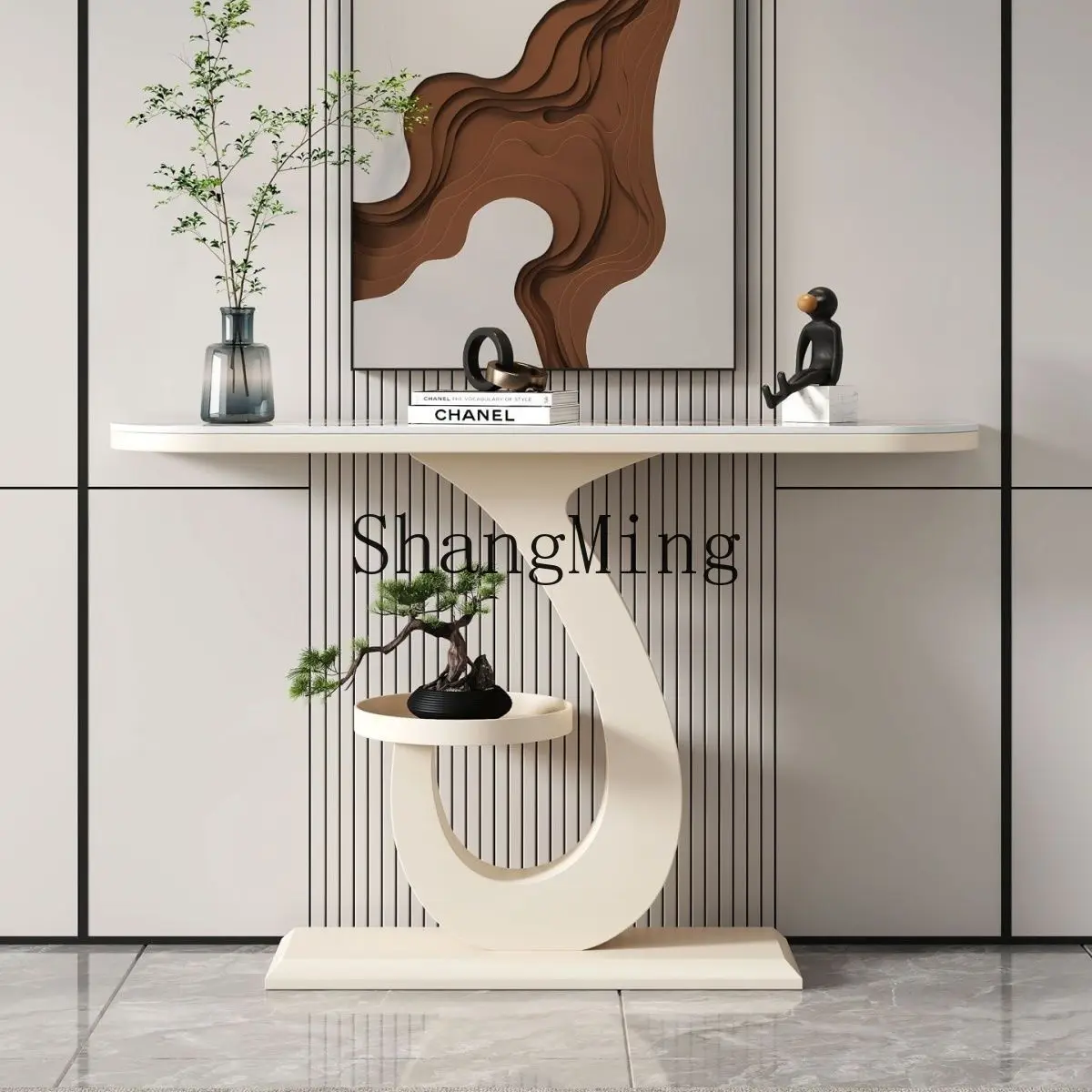 FG light luxury slate entrance table simple modern entrance living room corridor end view table against the wall entrance table