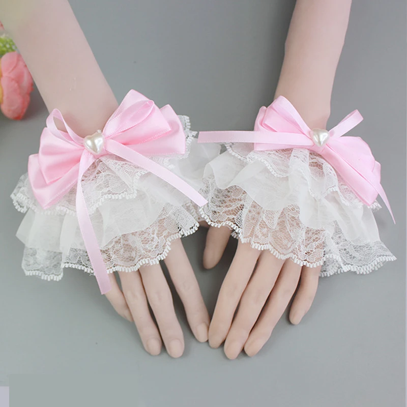 

Background For Nail Shooting Girls Sweet Lace Short Fake Sleeves Bow Wrist Cuff Decorative Wristbands Studio Photography Props