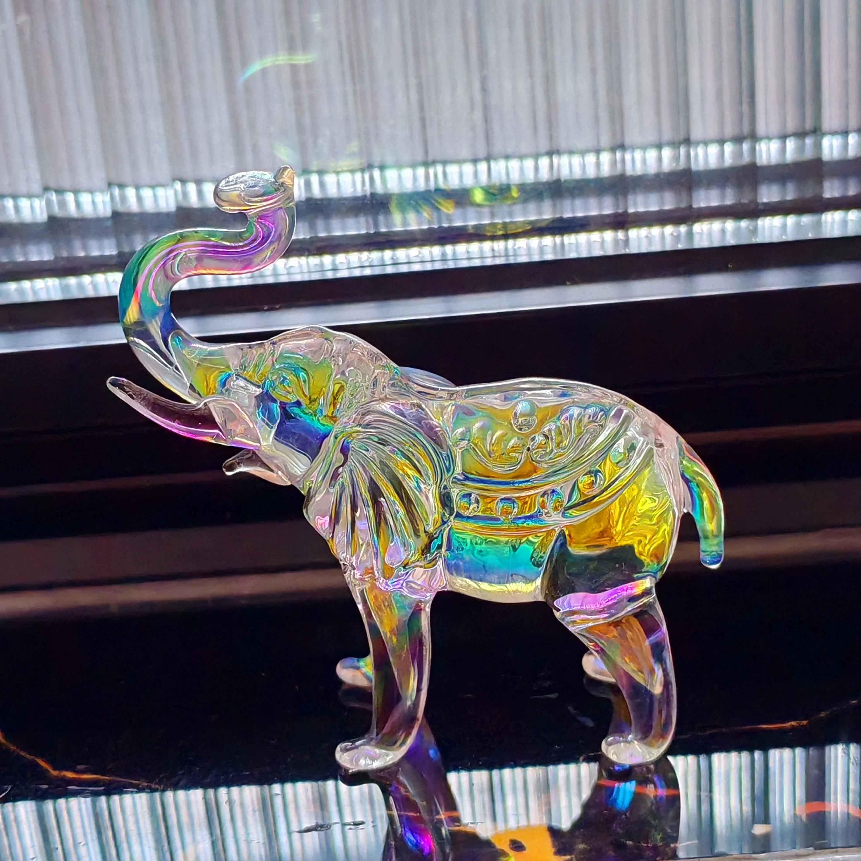 Figuras de Elefantes de Cristal, Adornos de Vidrio Coloridos, Manualidades, Adornos de Animales Encantadores, Pisapapeles, Decoración para el Hogar, Regalos de Navidad