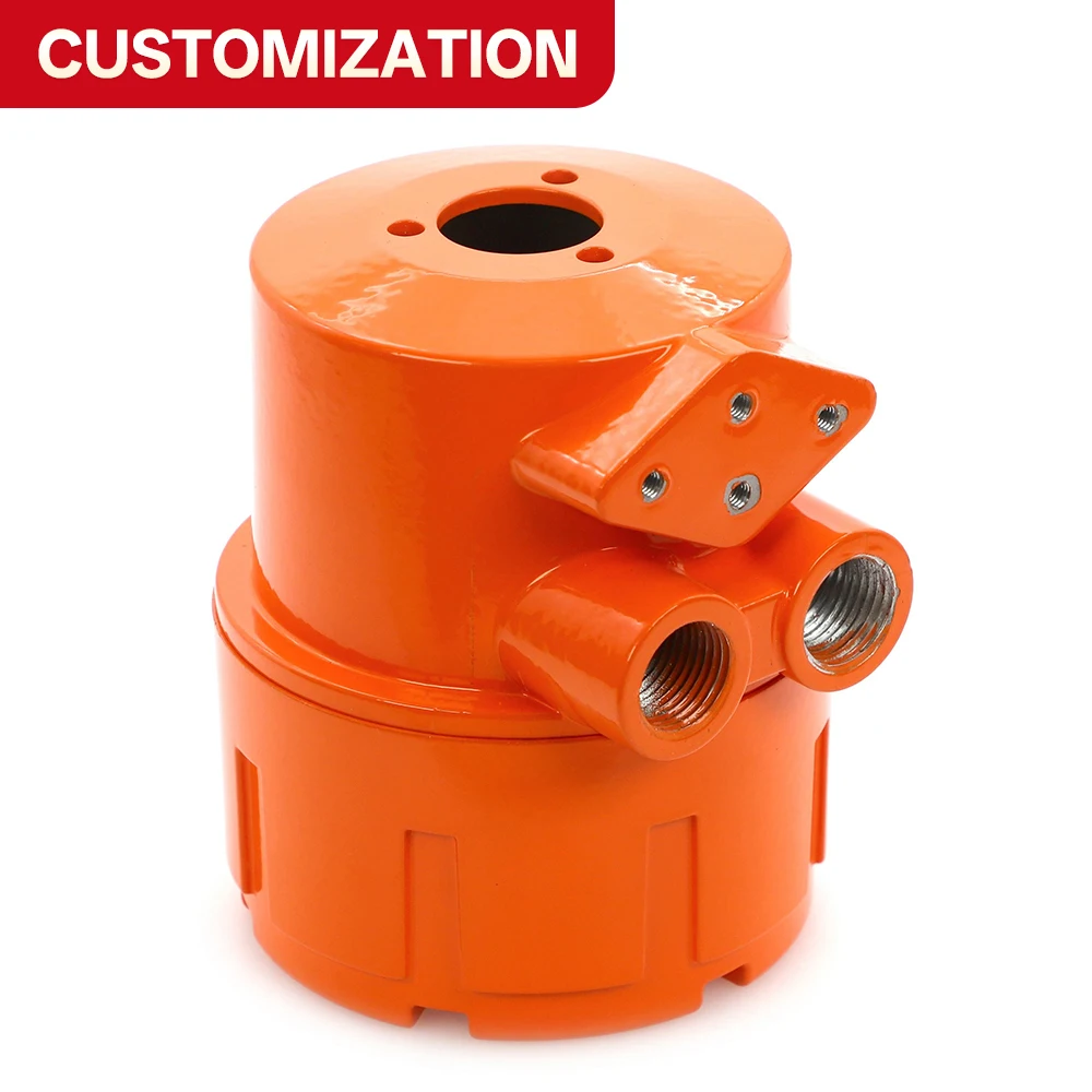 Custom CNC-Machined Orange Industrial Junction Box — Non-Standard Dimensions and Structure, Featuring Threaded Interfaces