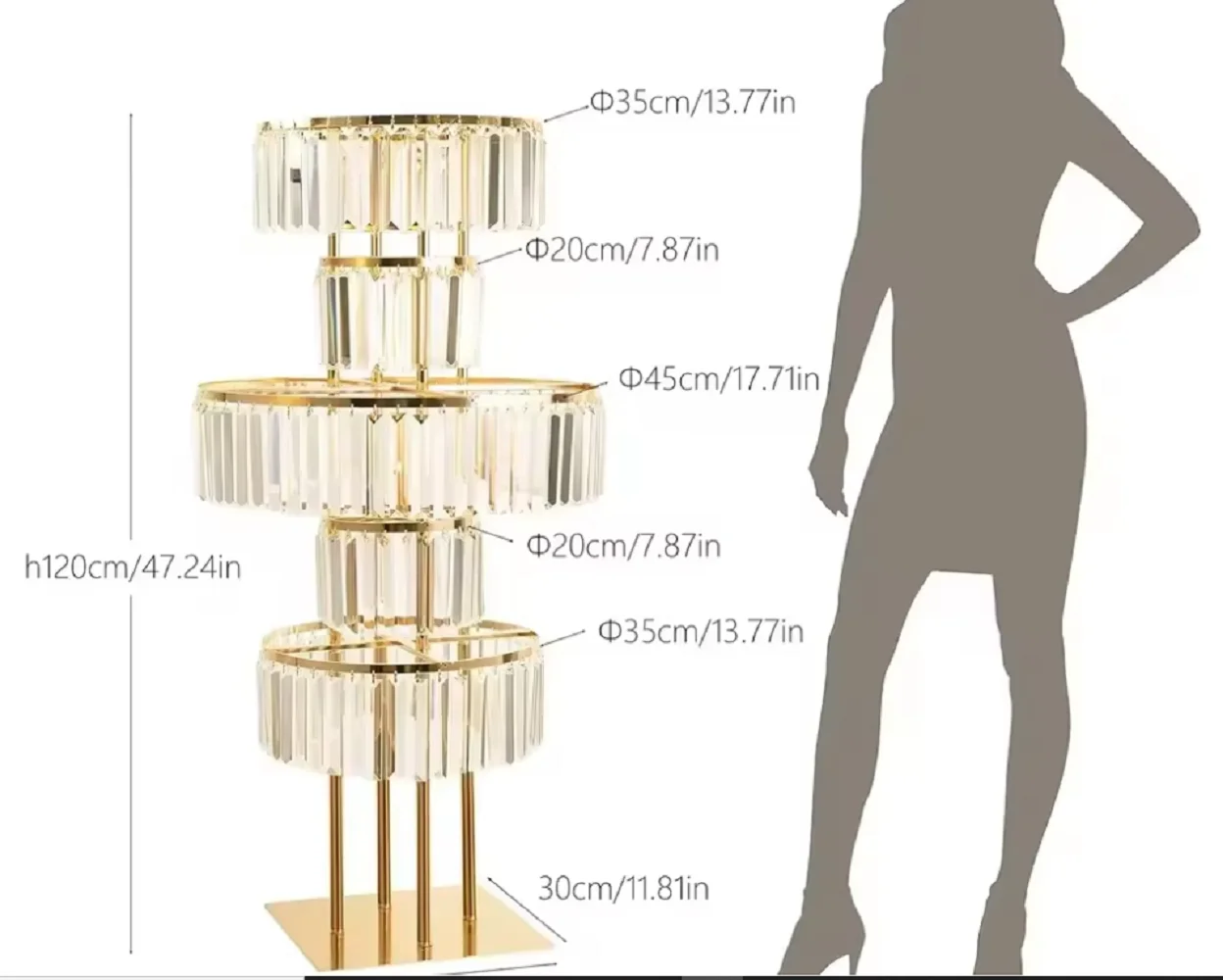 1/2 pieces 5 Tiers Gold Wedding Party Supply Store Store Vase Centerpiece Acrylic Flower Stand with Hanging Acrylic