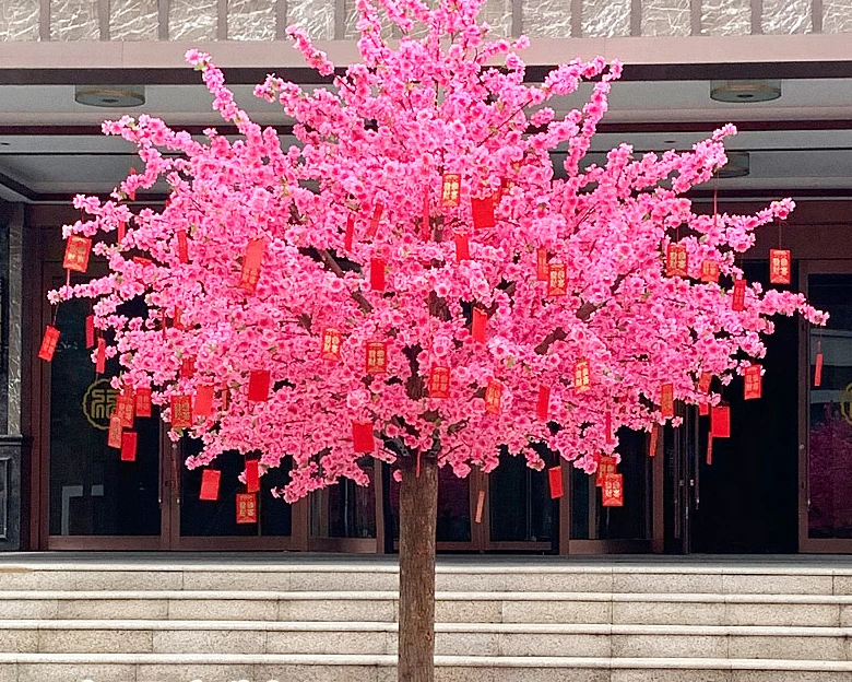 Artificial peach blossom tree, fake peach tree, large plant, artificial cherry tree, plum tree, wishing tree