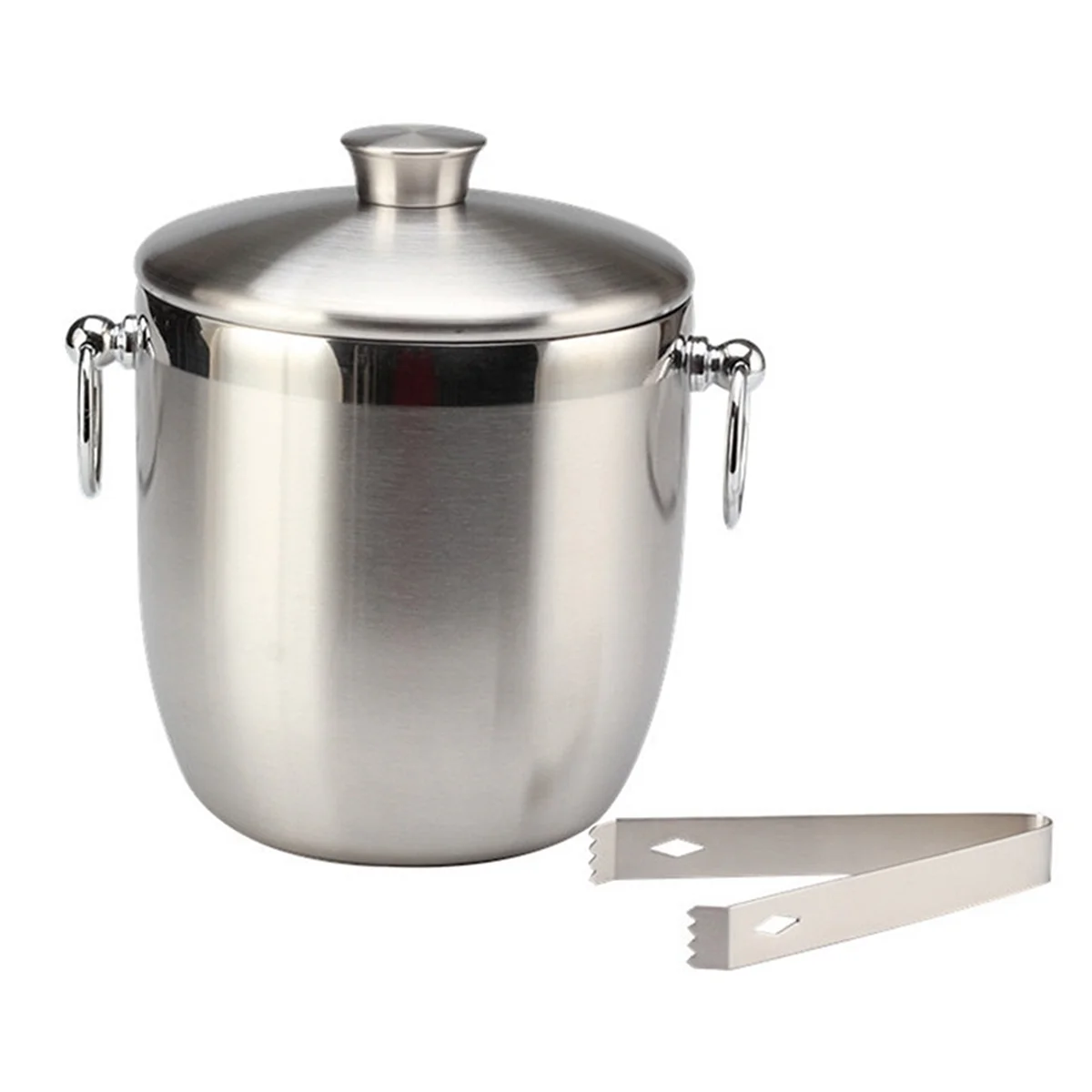 Stainless Steel Ice Bucket with Tongs Liter Double Walled Insulated with Tongs and Lid Ice Container(3L)