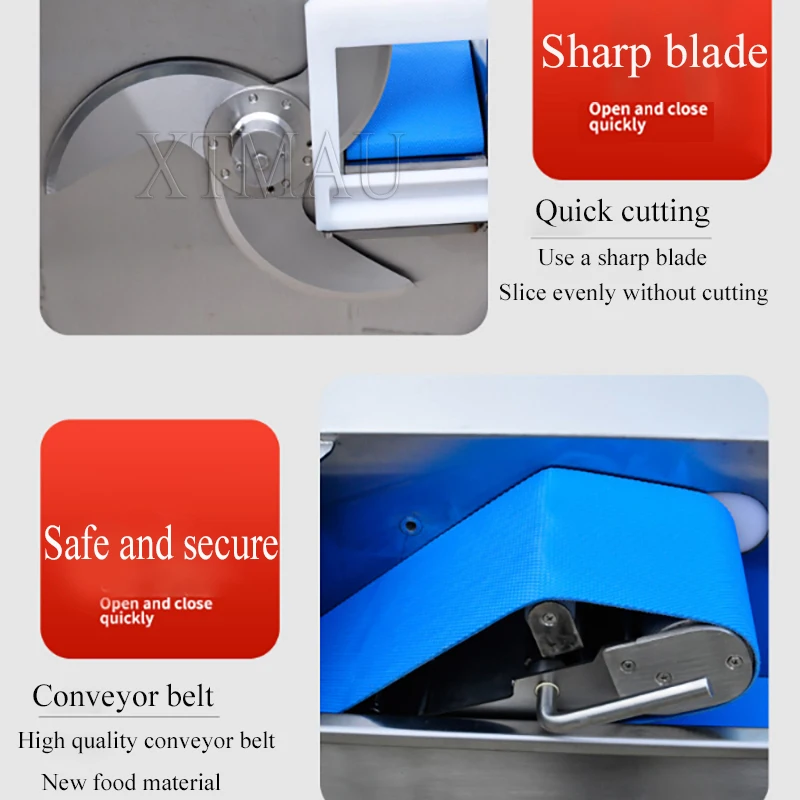 เครื่องหั่นเนื้อแบบอัตโนมัติสำหรับการค้าไส้กรอกหมูสุกแฮมเครื่องหั่นเนื้อขนาดเล็กแช่แข็ง