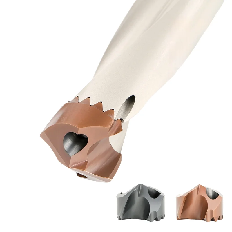 Interchangeable head solid carbide numerical control drilling tool blade cutting deep hole crown bit, crown bit blade processing