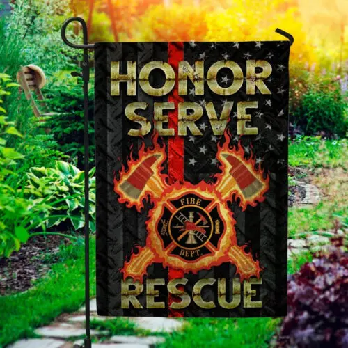 Honor Serve Rescue Firefighter American Outdoor Garden Flag