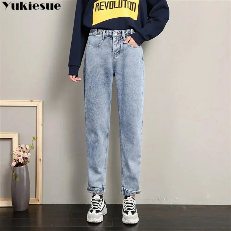 الشتاء سميكة المخملية الدافئة سليم صالح تمتد السيدات موضة عادية الدينيم سروال شكل قلم رصاص المرأة عالية الخصر نحيل الجينز Harajuku الصوف