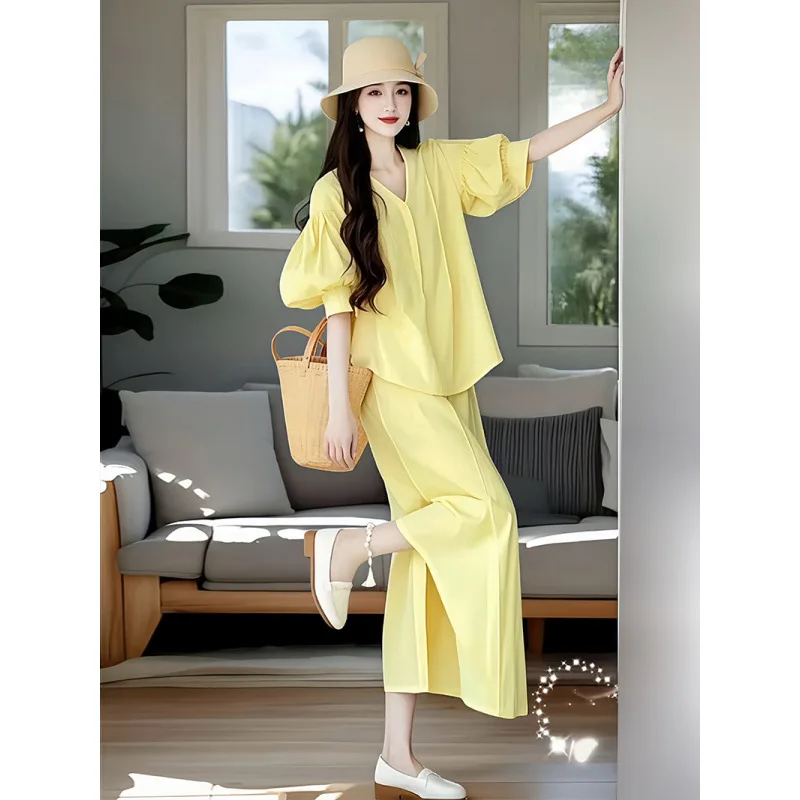 

Solid Color Casual Two-piece Set for Women's Summer New Style Temperament Shirt and Skirt Two-piece Set