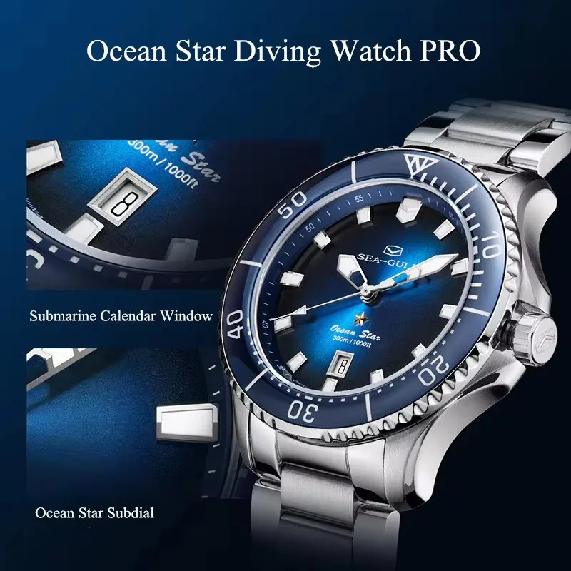 2024 New Seagull Ocean Star Wristwatch relogio masculino Men's Automatic Mechanical Watch 300m Diving Sapphire Crystal 1213