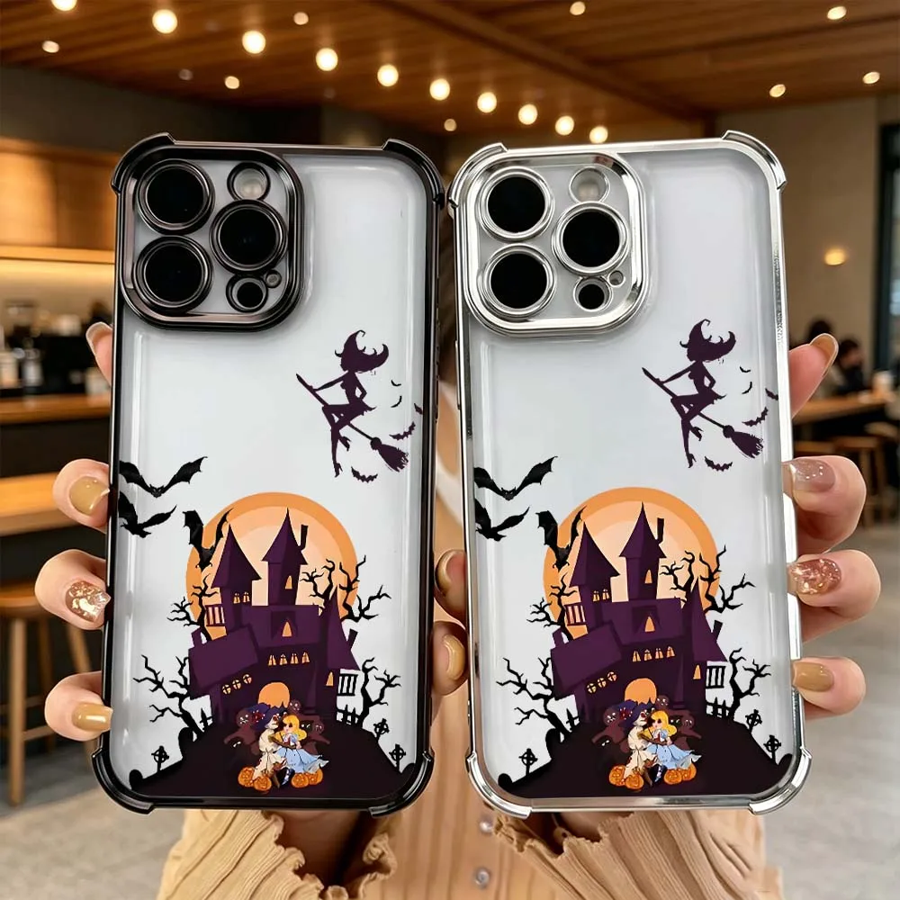 

Cartoon Halloween Witch Castle For iPhone 17 16 15 14 Pro Max 12 11 13 17 Air Plus 16e Anti Drop Soft Cover Phone Case