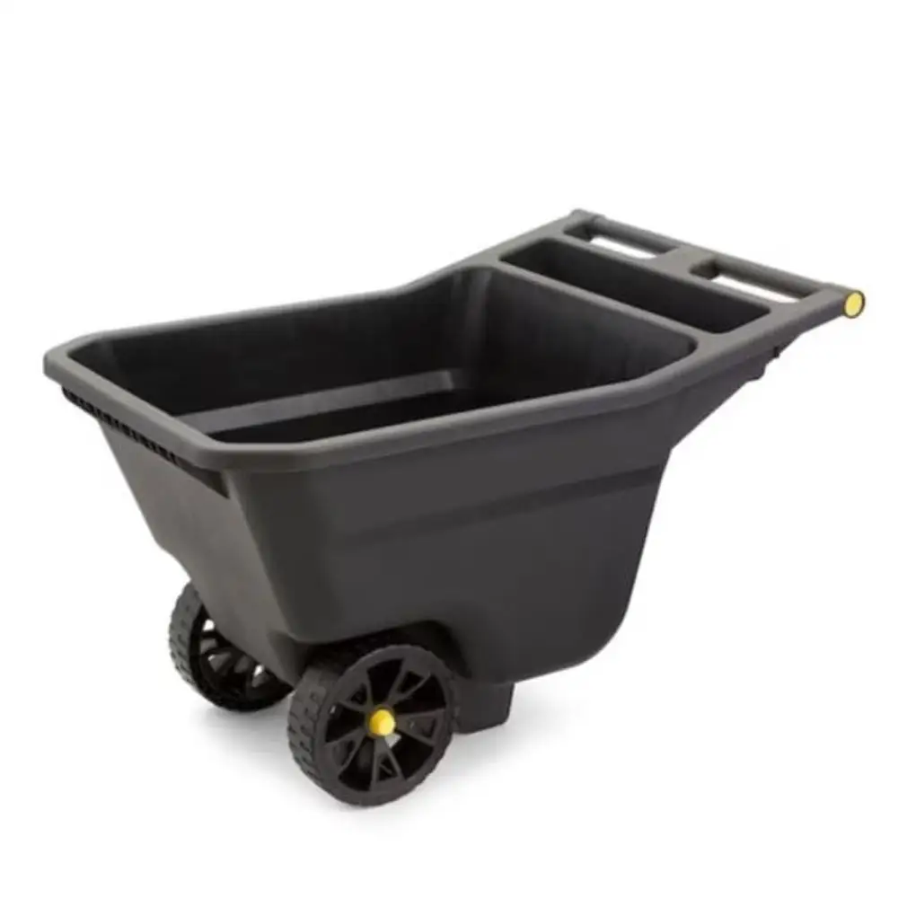 

Plastic Yard Cart Handle Molded Wheel Barrow 5-cu ft Capacity Maneuverable Maintenance-Free 300 lbs. Black Yellow Adjustable