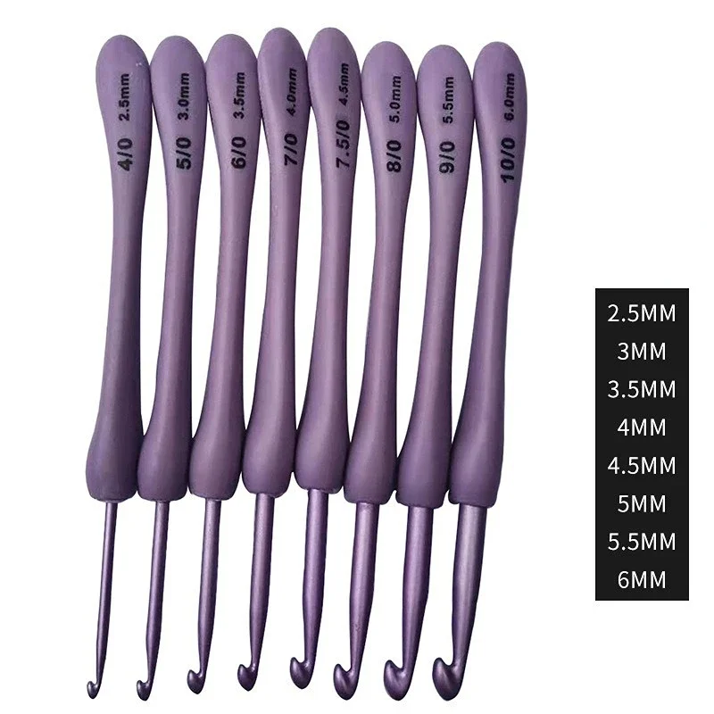 8Pcs/set Purple Crochet Hooks Set Craft Crochet Weaving Knitting Needles Hooks For Sewing Crafts Stitching 2.5-6.0mm