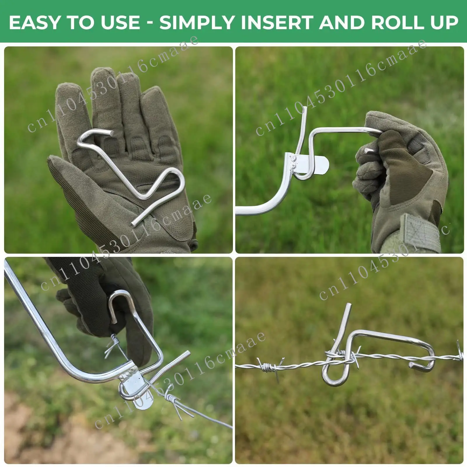 New 20/30/50 Piece Fence Wire Fastening Tool with 1 Tightener Handle and Stainless Steel Hook Fixing Tool