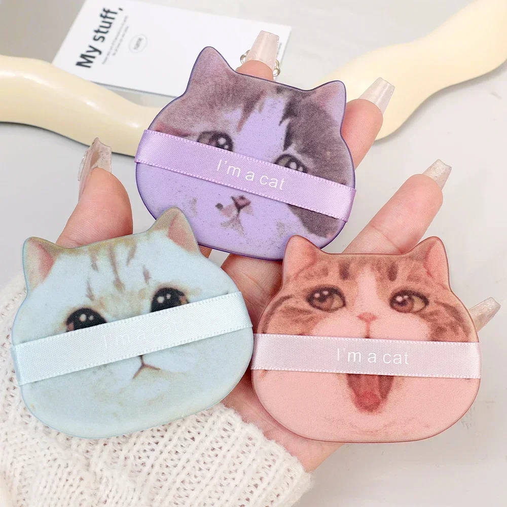 Cartoon Cat Double Side Makeup Puff 4PCS Soft Dry and Wet Dual-use Makeup Sponge Foundation Powder Cosmetic Puff Beauty Tools