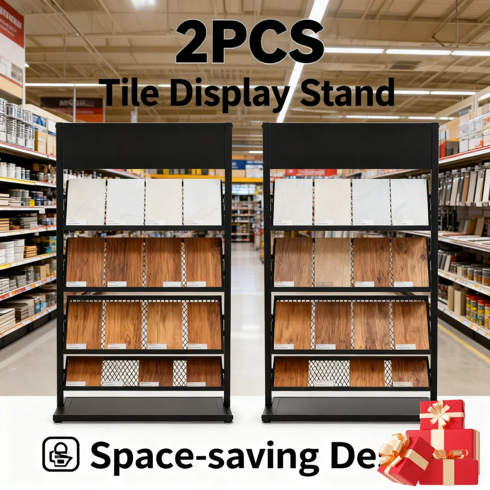 

2 шт. напольная подставка для плитки, 5-уровневая металлическая стойка для хранения образцов камня, дерева, брошюр, строительный материал, держатель для образцов