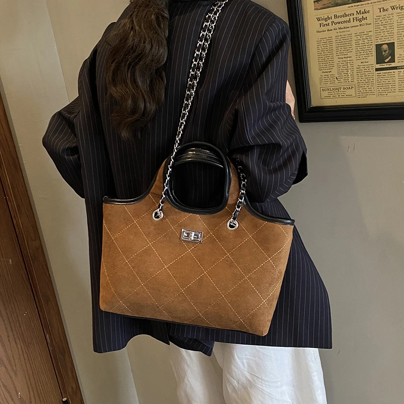 

SY6054 Exquisite and Versatile Suede Leather Stylish Shoulder Crossbody Bag 2025 Autumn and Winter New Style Hand-Held Tote Bag
