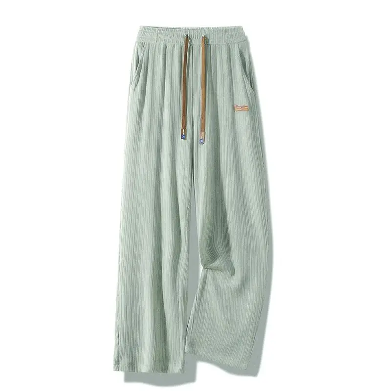 Men's Casual Trousers Ultra-thin Pants Men's Loose Straight Section Drape Ice Silk Pants Wide Leg Sports Casual Pants Fits