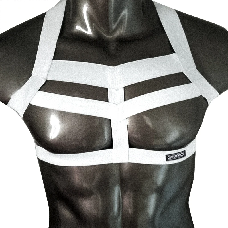 

Men Muscle Body Chest Harness Sports Fitness Elastic Shoulder Straps Man Party Bondage Hollow Out Costume One Size