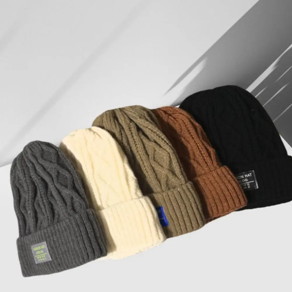 Casual Thick Warm Winter Hats Solid Color Add Fur Lined Beanie Cap Ear Protection Plush Cap Men And Women