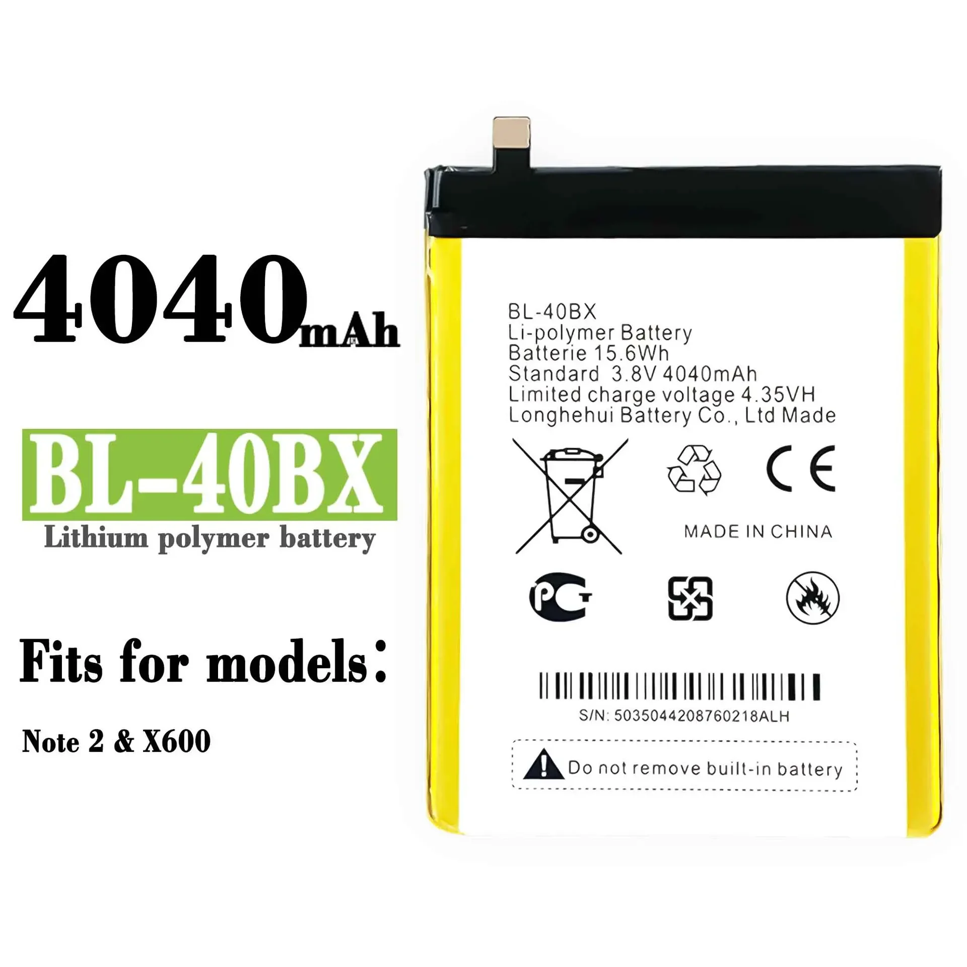 High Quality Replacement Battery For Infinix Note2 X600 BL-40BX Large Capacity Built-in Mobile Phone Battery