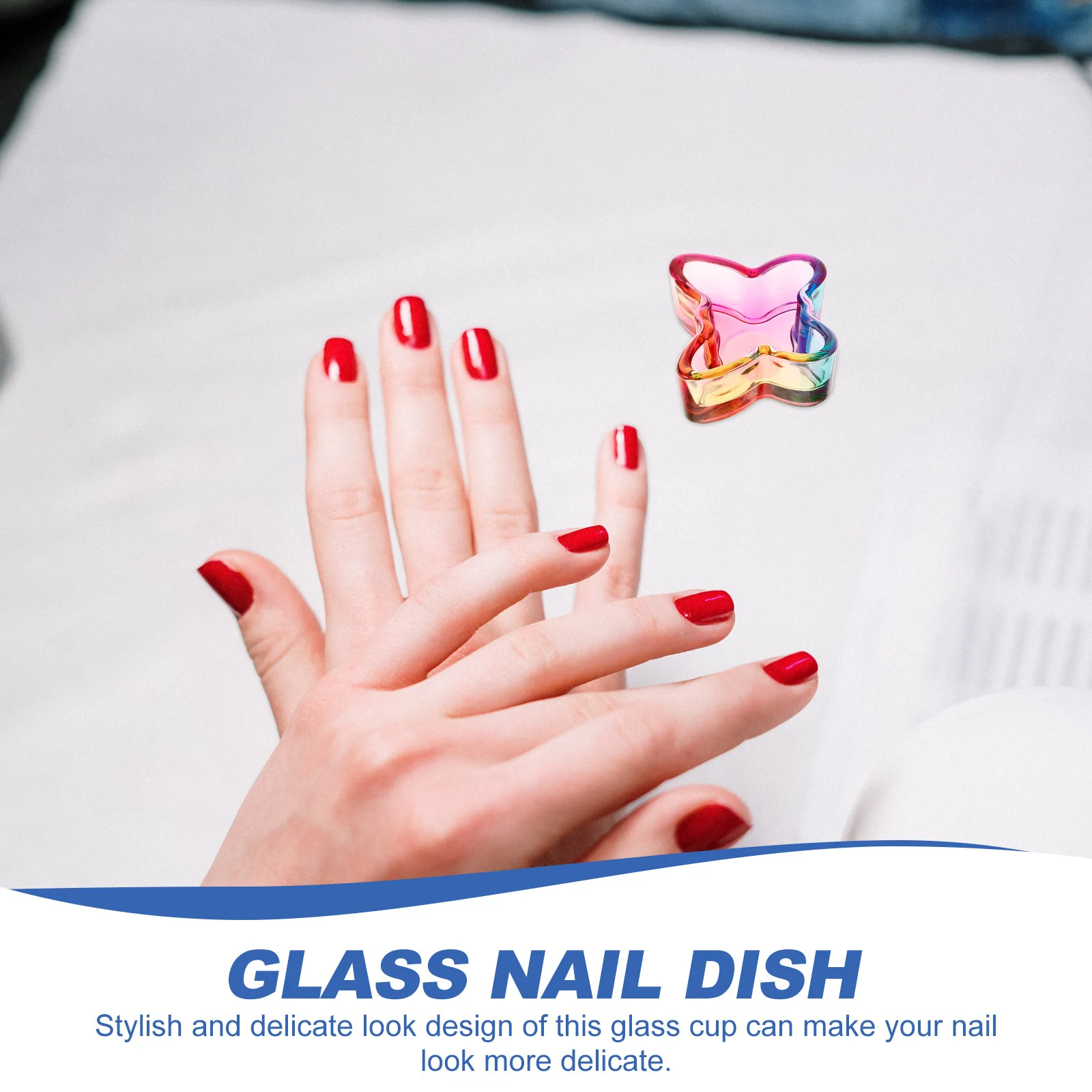 

Glass Nail Dappen Cup Butterfly Shape Compact Lightweight Manicure Dish for Acrylic Nails Decorative Nail Brush Holder Jewelry