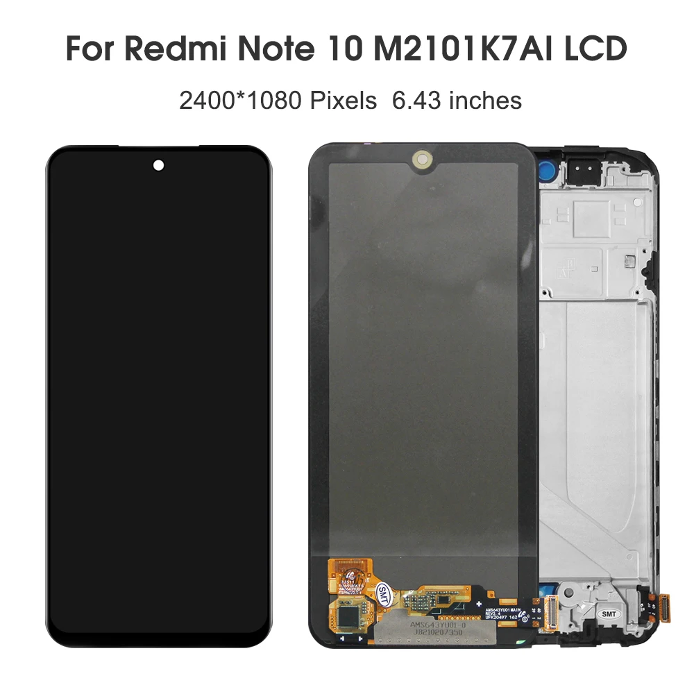 Para Xiaomi Redmi Note 10 4G 6,43 \'\'para Redmi Note 10S M2101K7AI pantalla LCD reemplazo del ensamblaje del digitalizador de pantalla táctil