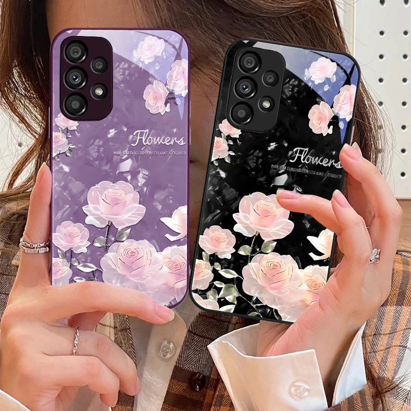

Rose Pink Flower Cluster For Samsung Galaxy S10 4G S20 11E 30 S21 21Fe 22 S24 Pro S23 Ultra 5G S8 S9 Tempered Glass Phone Case