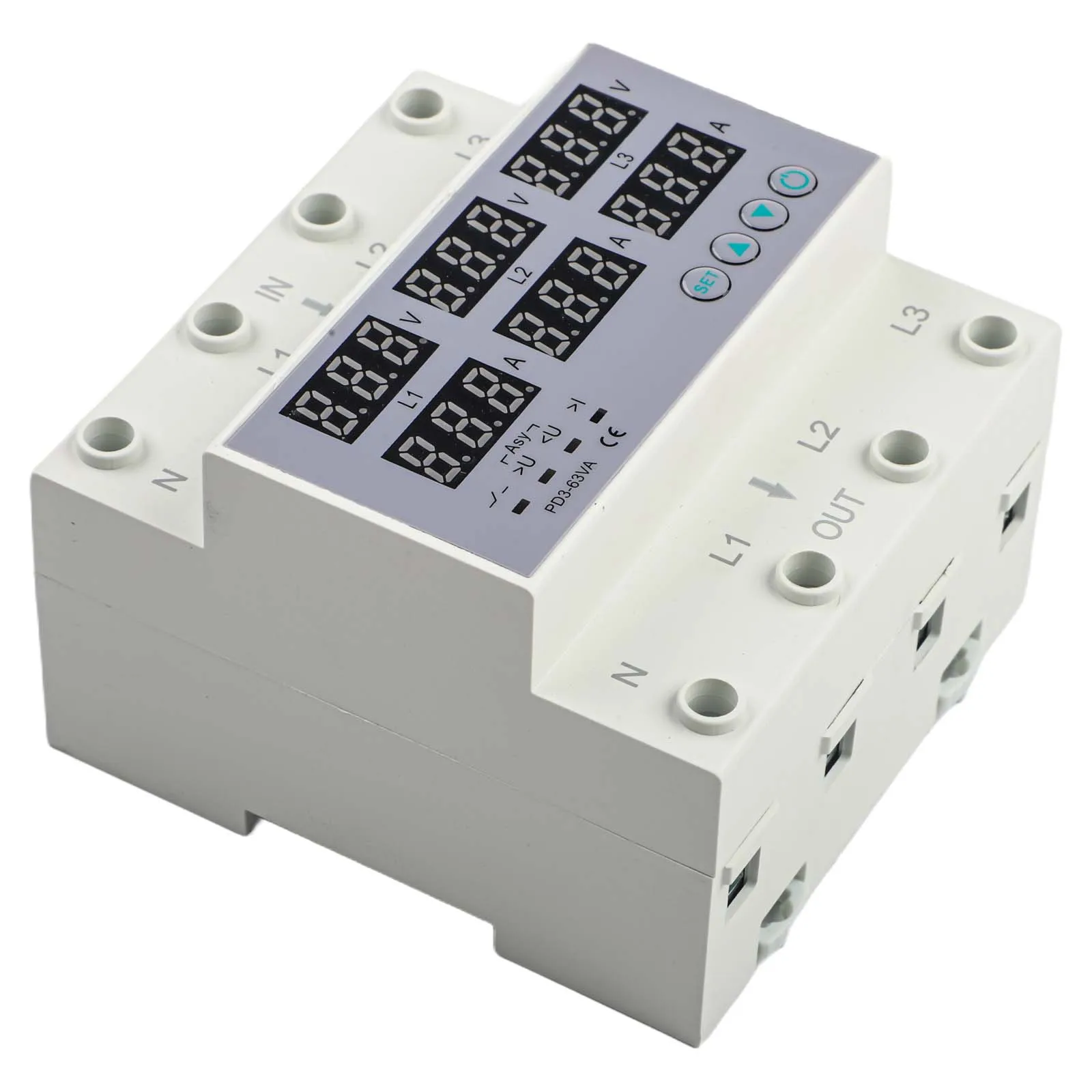 Relè digitale trifase regolabile da sovratensione con limitatore di corrente per pannelli elettrici industriali e sistemi di sicurezza