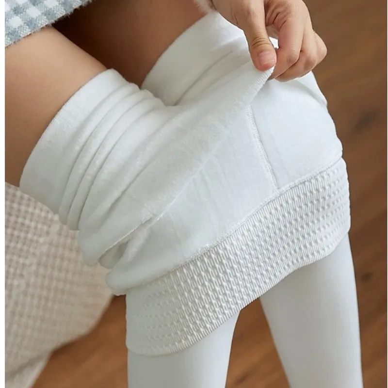 2023 New Women Winter Tights White High Waist Pantyhose Push Warm Female Leggings Stocking Fleece Thick Velvet Thermal Red