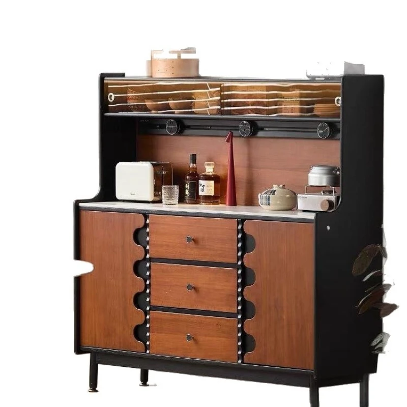 integrated coffee storage cabinet against the wall in the living room
