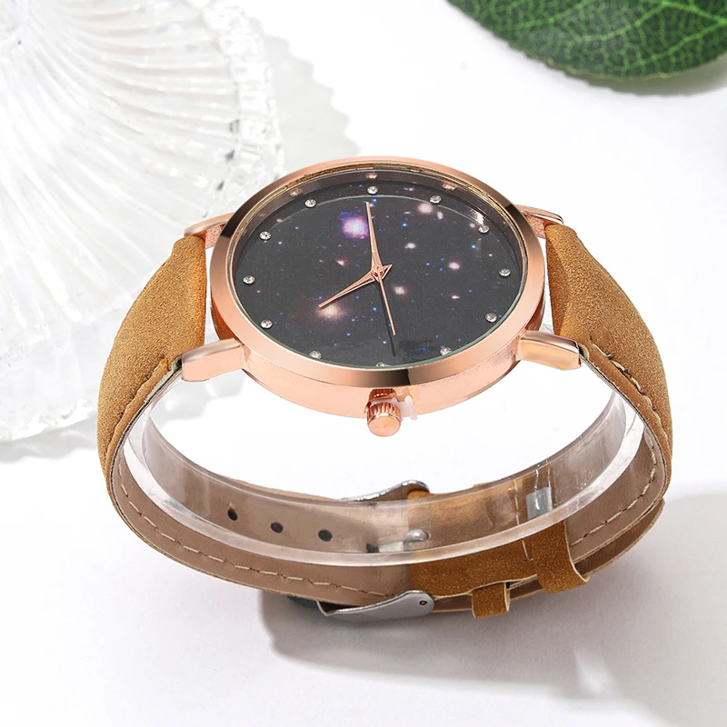 Часы наручные женские кварцевые с круглым циферблатом, 5 шт.