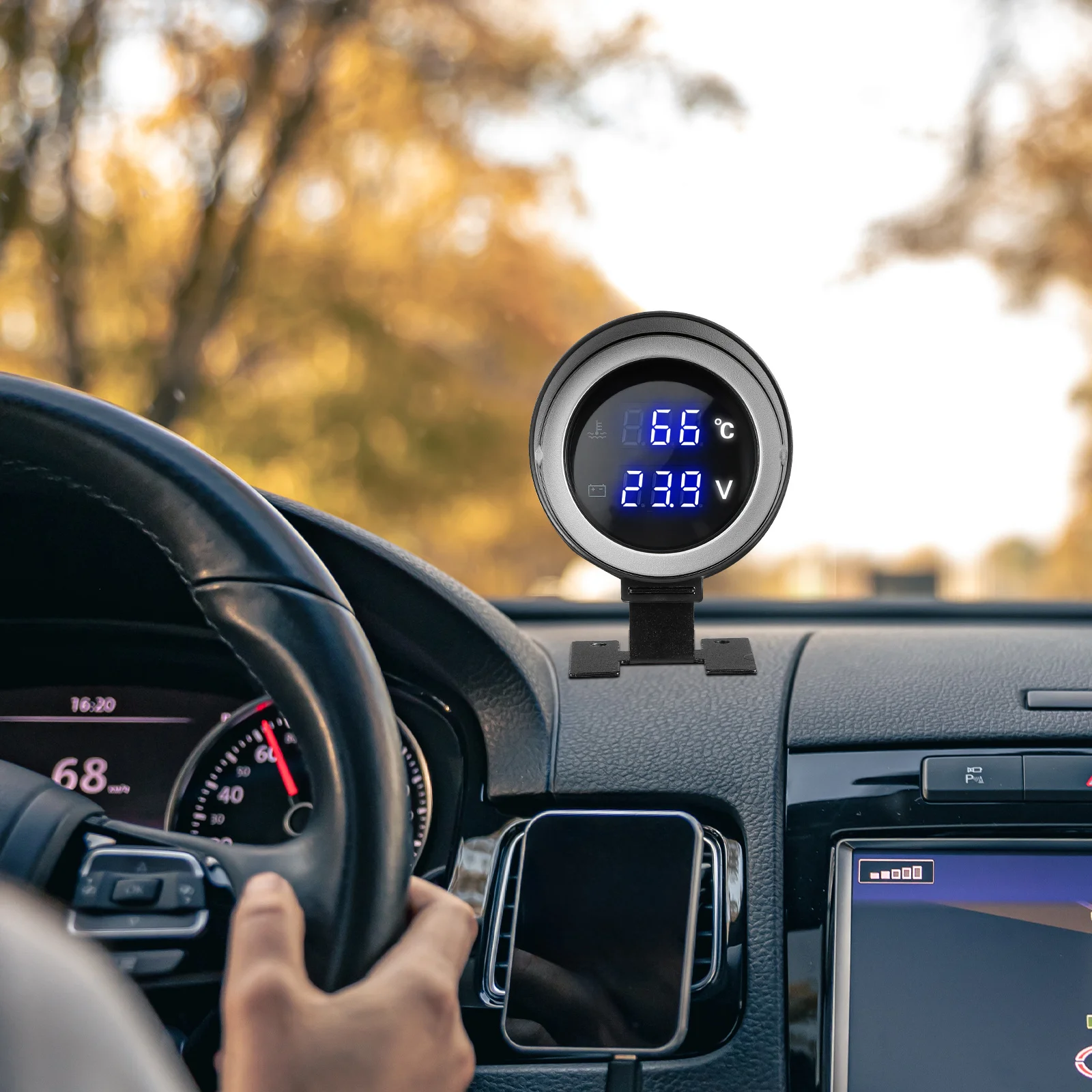 

Car Water Temperature Gauge Dual Function Vehicle Voltage Gauge Compact Easy Installation Compatible Cars Trucks Motorcycles