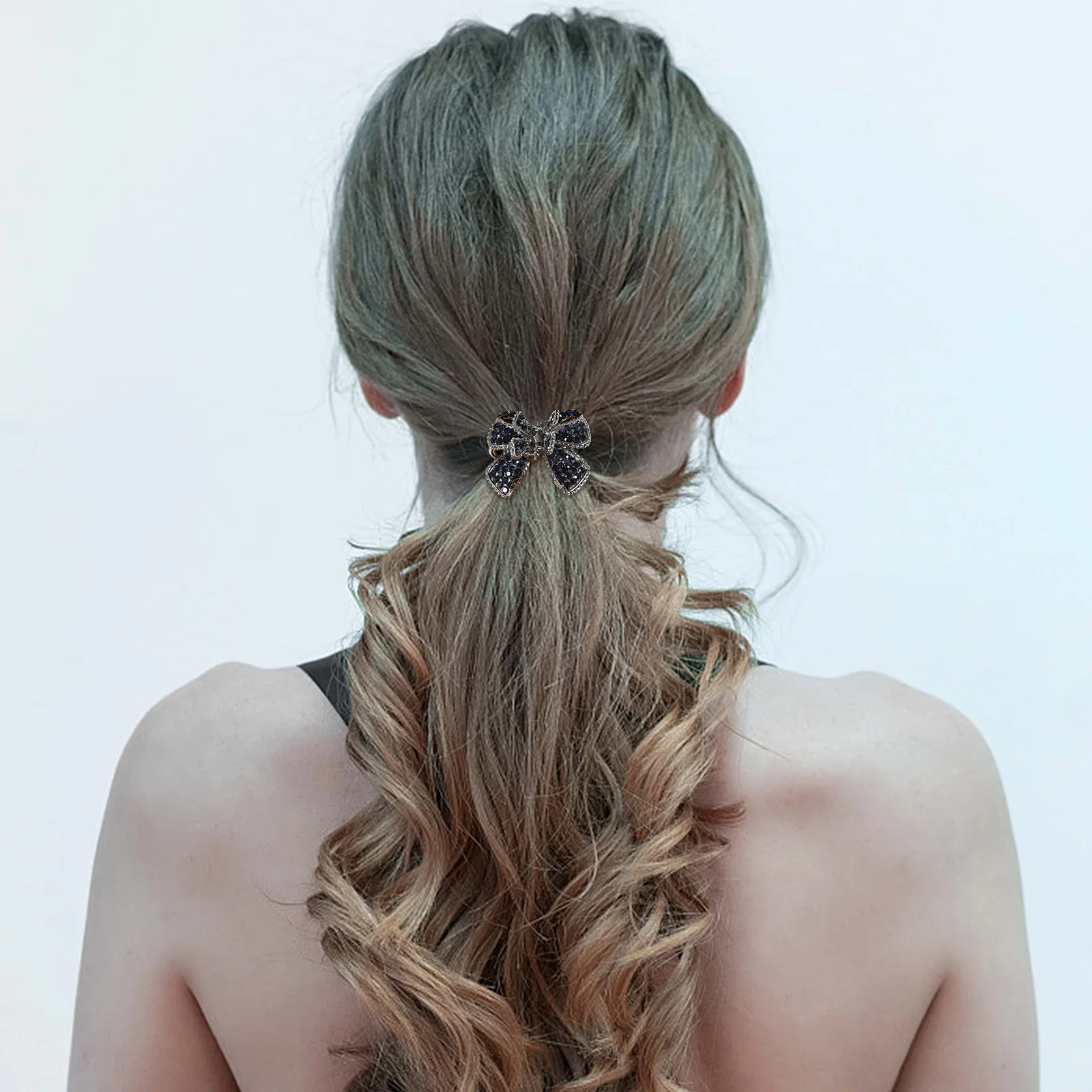 Rhinestone Hair Clips Flower Hairpin Long Accessories for Women Ponytail Holder