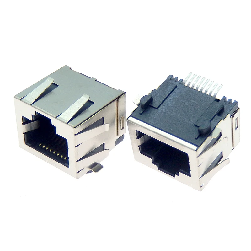 5PCS All copper Rj45 socket without light strip shield with shrapnel 8P8C network interface Ethernet PCB female seat patch