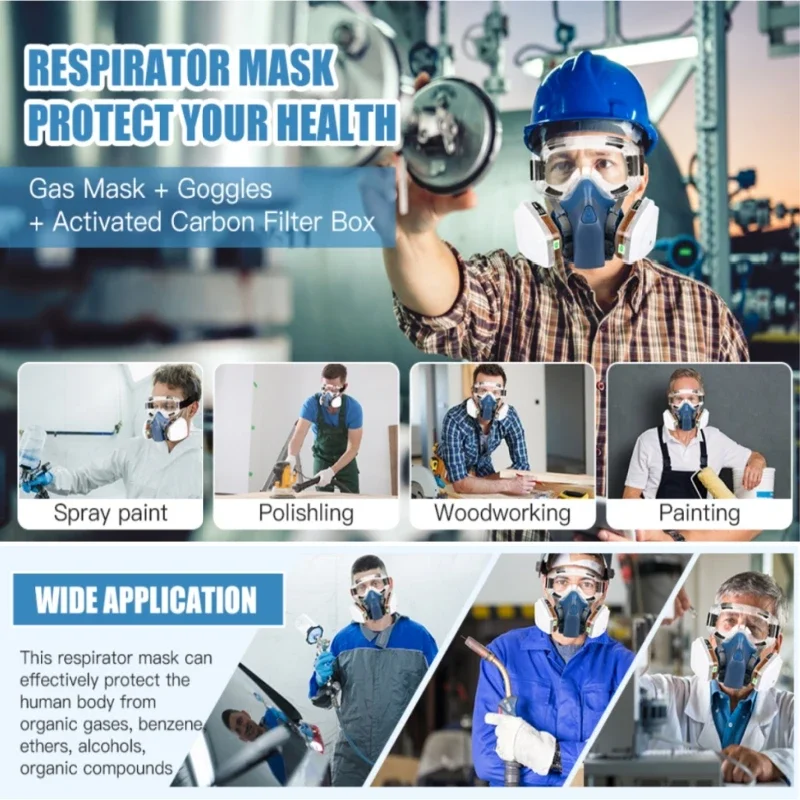 16in1 7502 Respirator Mask Protective Mask Industry Painting Spray Dust Gas Mask With 501 5N11 6001CN Chemcial Half face Mask