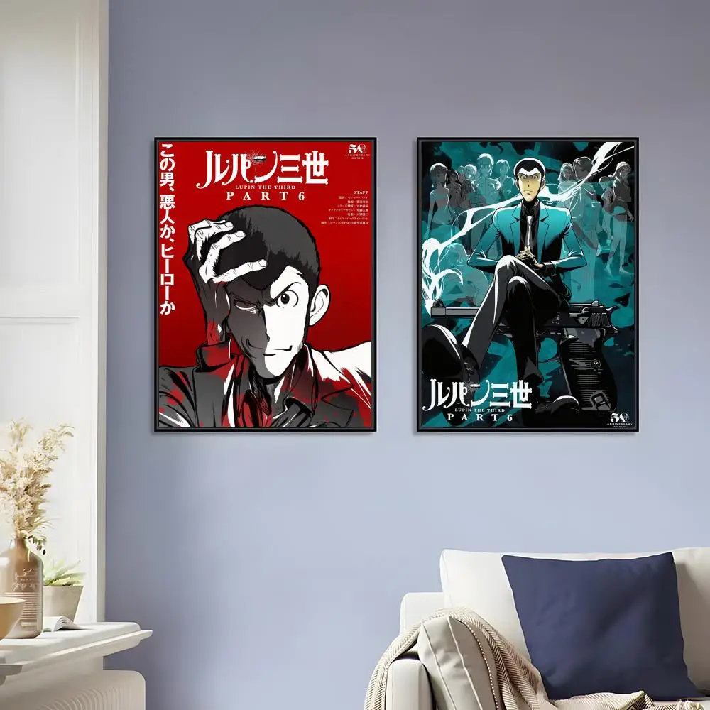 Anime Lupin The Third Painting Calligraphy Canvas Painting Art For Bathroom, Living Room Home Wall Decor Picture