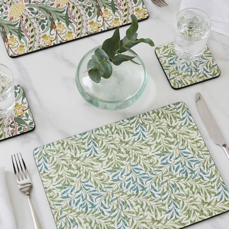 Heat-resistant and anti-scalding retro, rectangular placemat, heat-insulating mat, European teacup mat.
