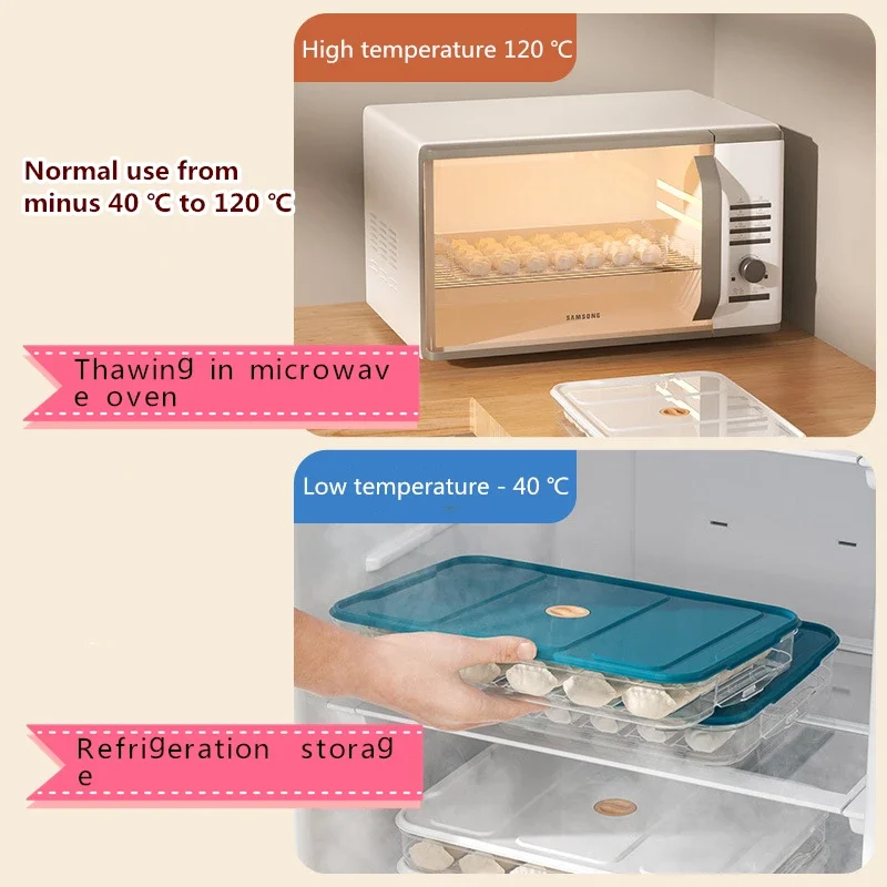 Household Multilayer Dumpling Box Food Egg Frozen Box Fresh-Keeping Organizer Quick Freezing Refrigerator Storage Box with Lids