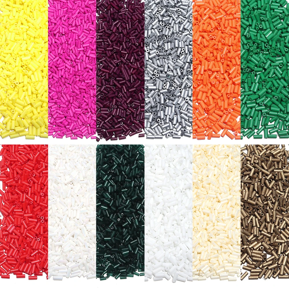 1600Pcs/Lot 4-6mm Tubular Glass Seed Beads Pure Color Lines Loose Spacer Seed Beads For DIY Jewelry Making Handmade Bracelet