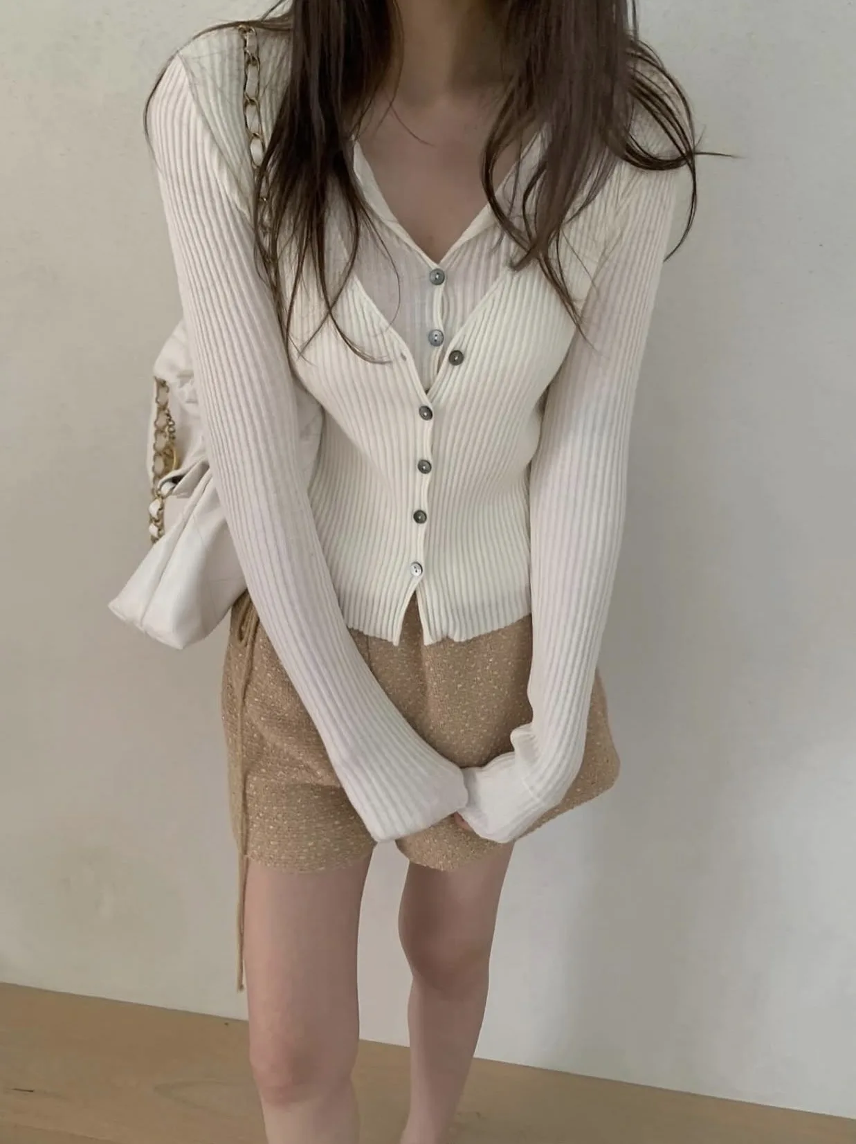 

Slim Fit Double Layer Single Button Knitwear Top for Women Trendy Design Autumn New Sle Casual Faion Ladies Sweater