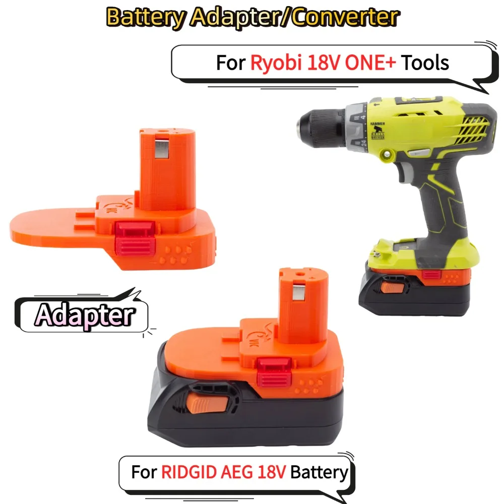 

For RIDGID AEG 18V Series Li-ion Battery TO Ryobi 18V ONE+ Series Cordless Power Tools Battery Adapter/Converter(Only Adapter)