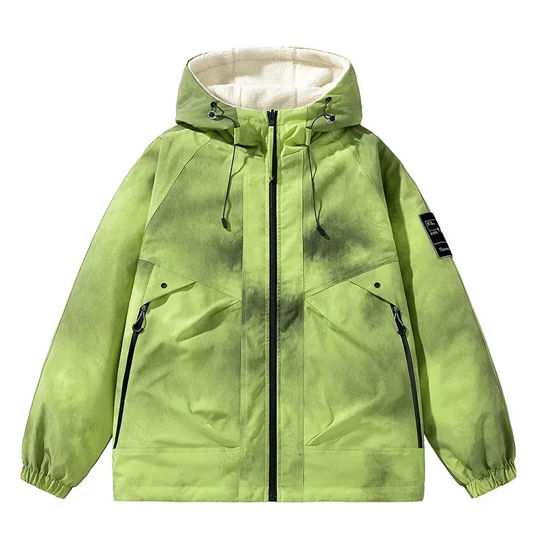 Plus-size L-9XLWinter Men Cotton Jacket Outdoor Cycling Windproof Breathable Warm Coats Clothing Trendy Lamb Wool Jacket Parkas