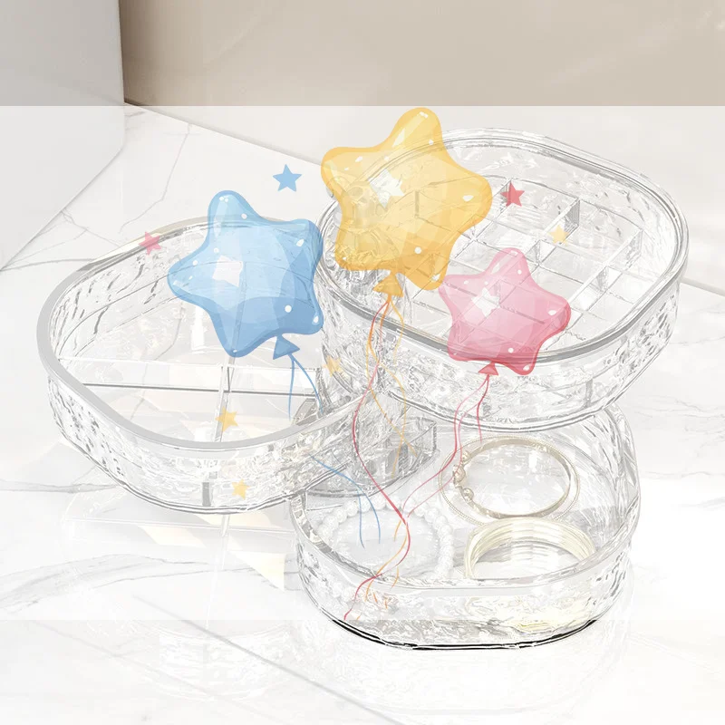 Вращающаяся шкатулка для драгоценностей, перегородка с прозрачной лентой. Высококачественная изысканная коробка для хранения ювелирных изделий, коробка для хранения серег, шпилек и колец.