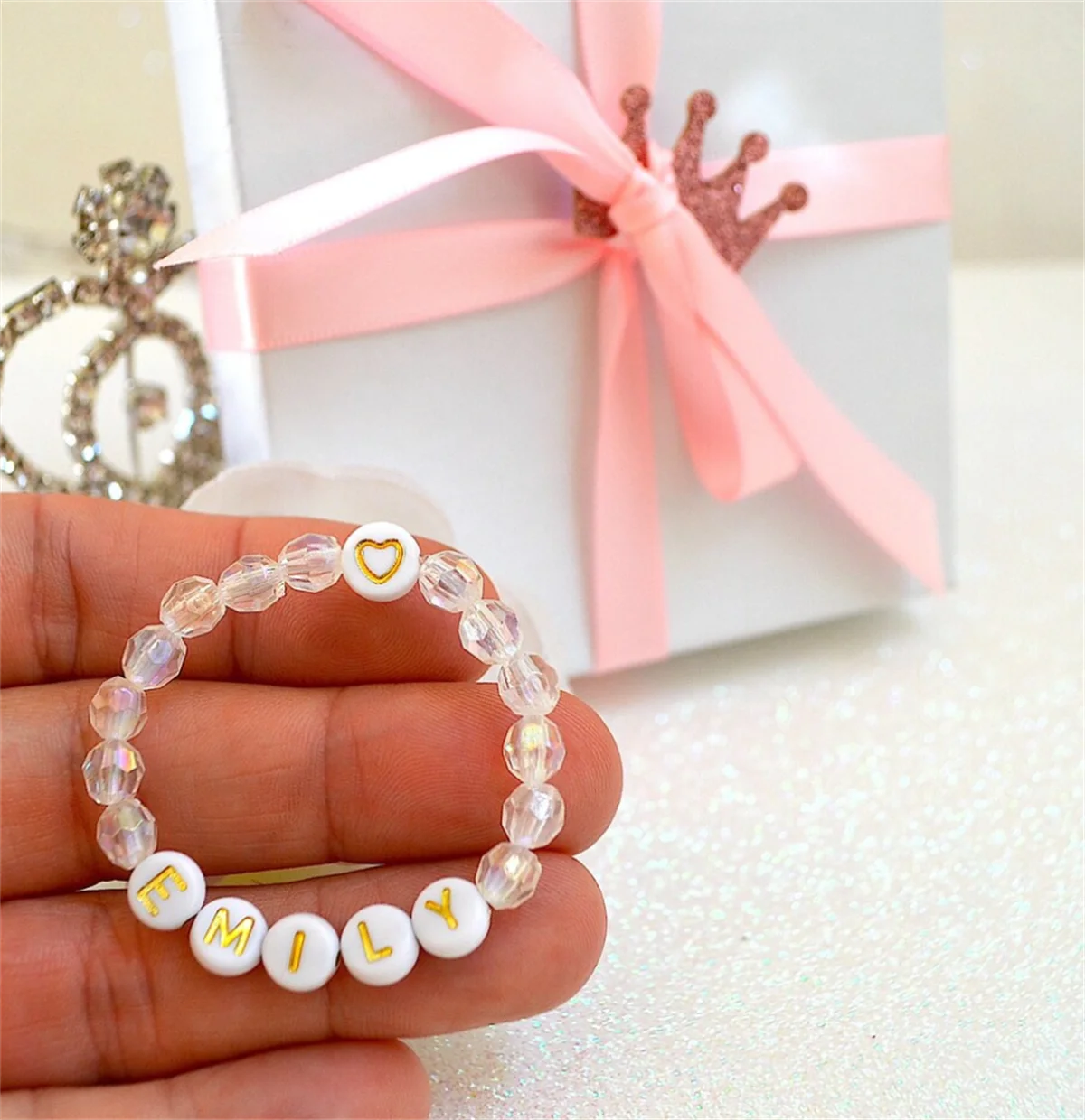 Elsa Frozen Baby Bracelet, Sparkle Personalized Baby Bracelet, Bling Clear Crystal Girls Bracelet, Baby Shower Gift, Kids Gift,