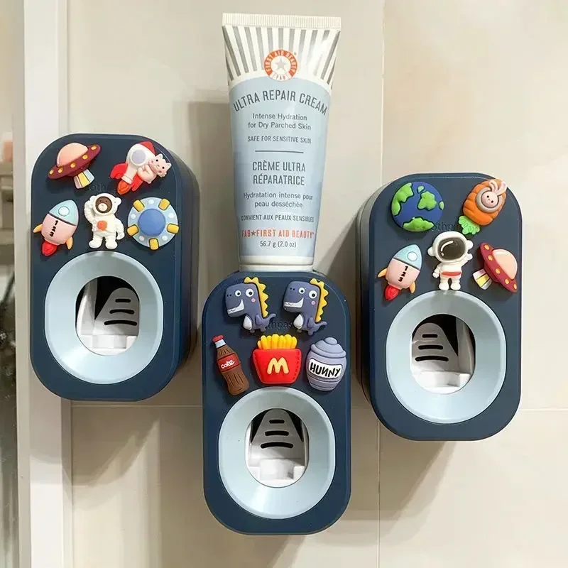 Automatic Kids Toothpaste Dispenser Toothpaste Squeezer for Children Household Cartoon Toothbrush Holder Bathroom Accessories