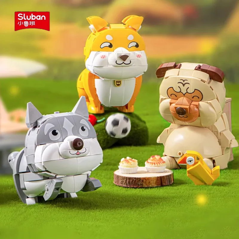 

Sluban Kawaii Pet Series Забавный блок-головоломка Shiba Inu Ji Ha Форма Настольный орнамент Кисть Горшок Коллекционные игрушки Детский рождественский подарок