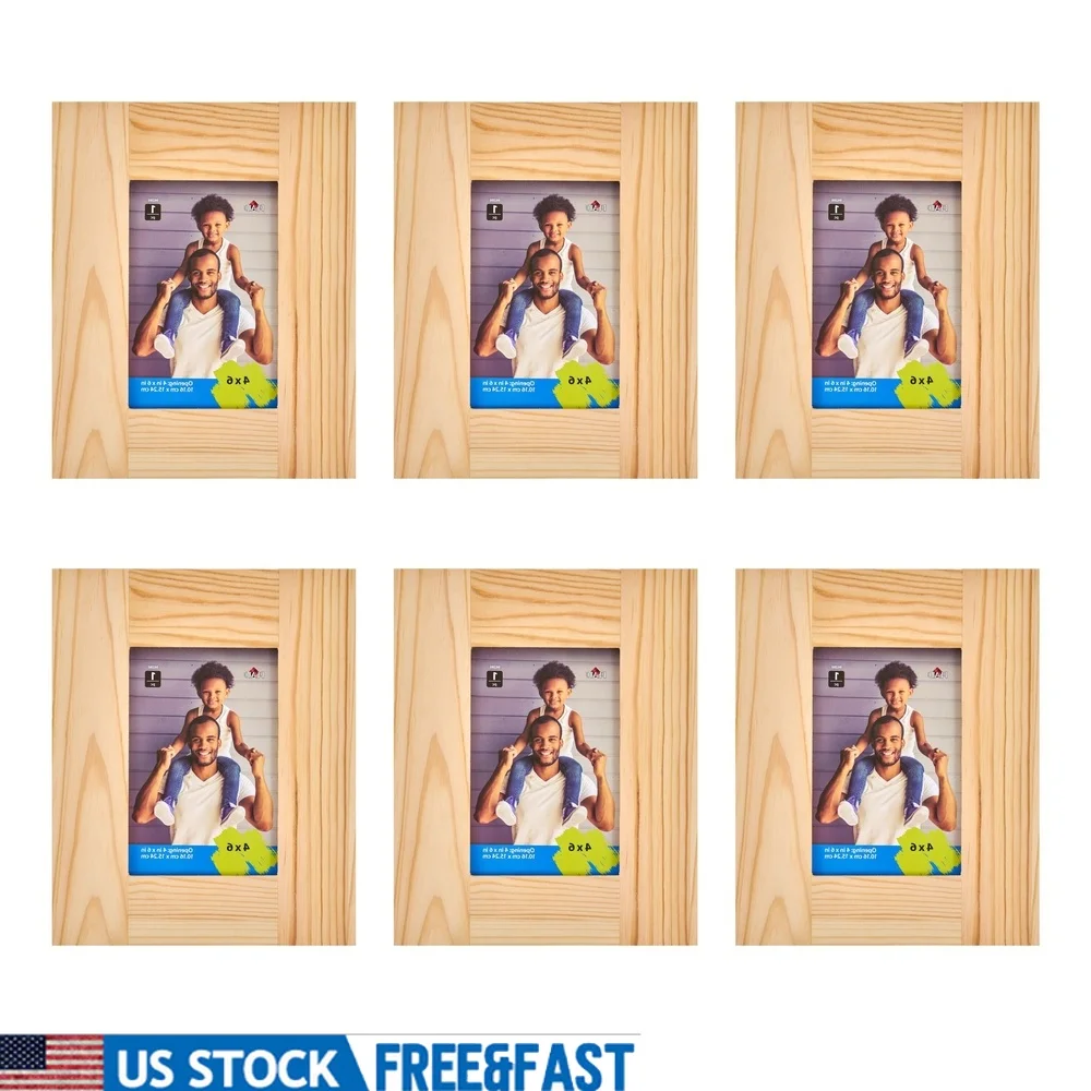 

Набор из 6 деревянных рамок 4x6, незавершенные ремесленные рамки с мольбертом, персонализированные домашние художественные проекты