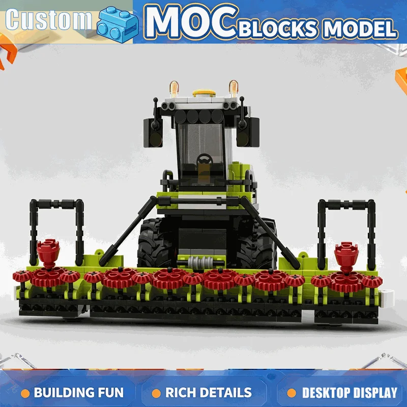 624PCS Green Agricultural Forage Harvester Farm Machine Model Building Blocks Set Assembly Creative Collection Educational Gift