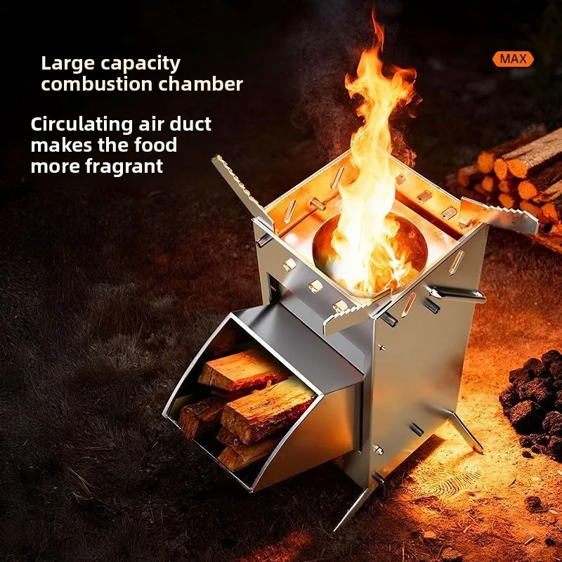 

Portable Rocket Stove Campfire Grill Outdoor Barbecue Wood Burning Stove Compact Camping Cooking Stove Home Use Stove