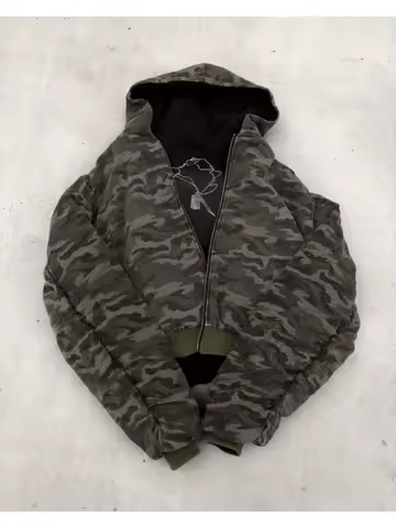 Y2K Fashion New Camouflage Solid Color Baggy Jacket Women Harajuku Vintage Hip Hop Popular Casual Joker Couple Hooded Sweater